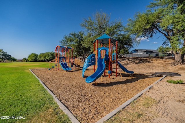 view of play area with a lawn