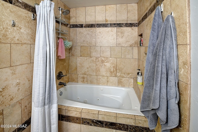 bathroom featuring shower / tub combo with curtain