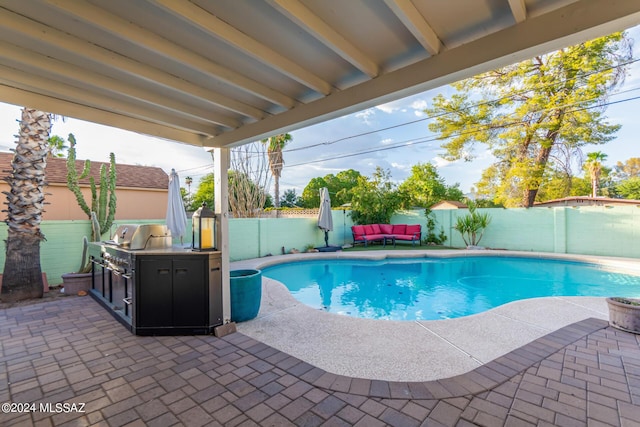 5731 E 2nd St, Tucson, AZ 85711 - view of pool with a patio area, a fenced in pool, and a fenced backyard