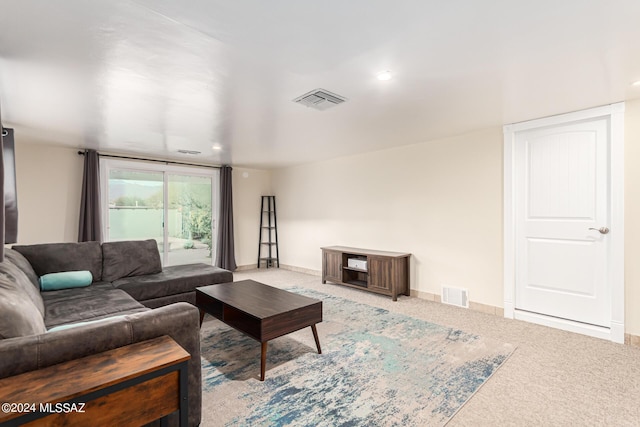 5731 E 2nd St, Tucson, AZ 85711 - living area with baseboards, recessed lighting, carpet flooring, and visible vents