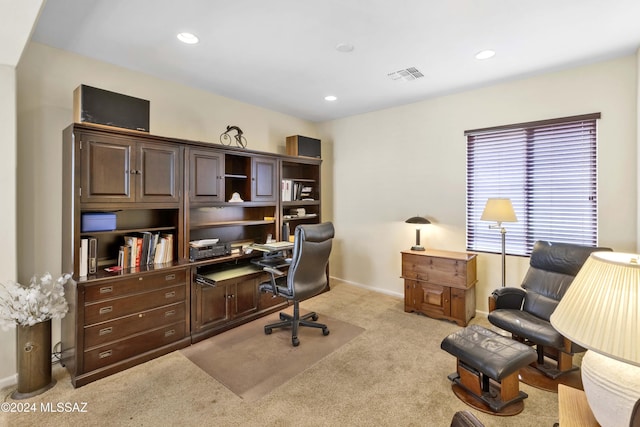 office space with light carpet