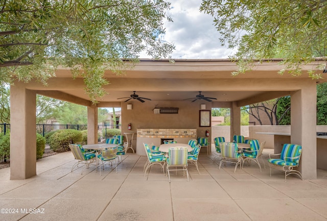 view of patio / terrace with ceiling fan