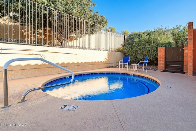 view of pool featuring a patio