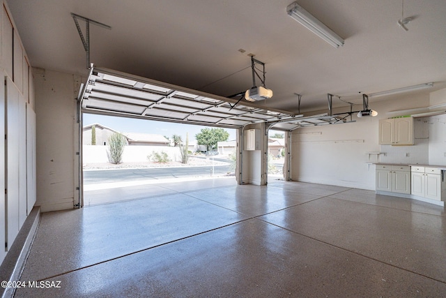 garage with a garage door opener