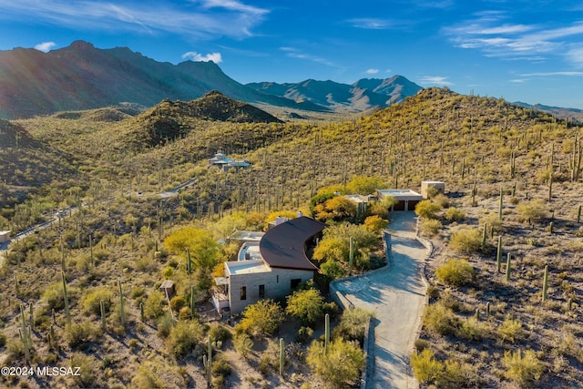 aerial view with a mountain view