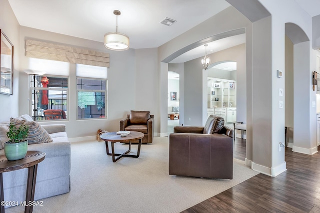 living room with hardwood / wood-style flooring