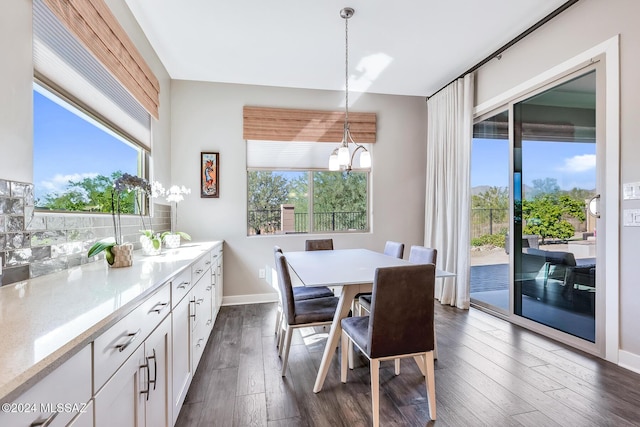 dining room with dark wood-type flooring