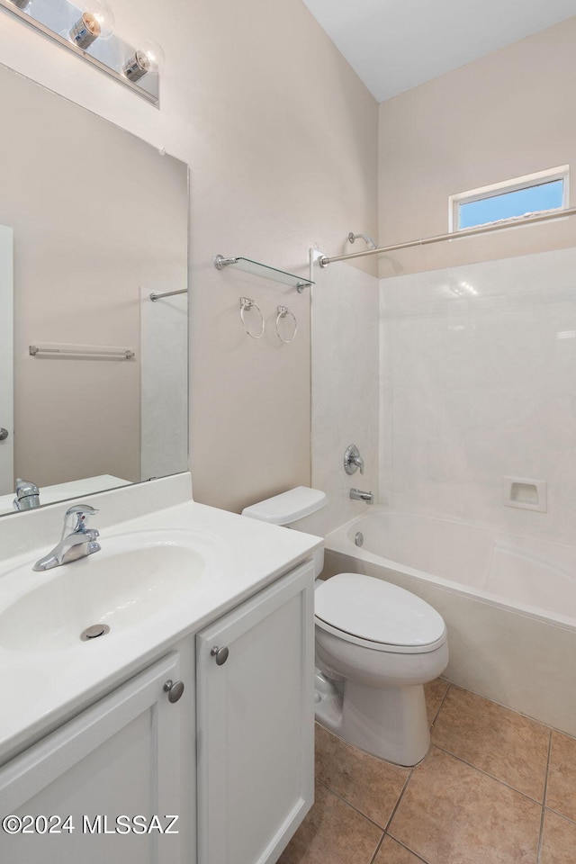 full bathroom featuring tile patterned flooring, vanity, toilet, and shower / bath combination