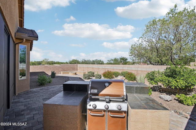 view of patio / terrace with an outdoor kitchen and area for grilling