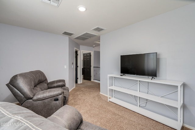 living room with carpet floors