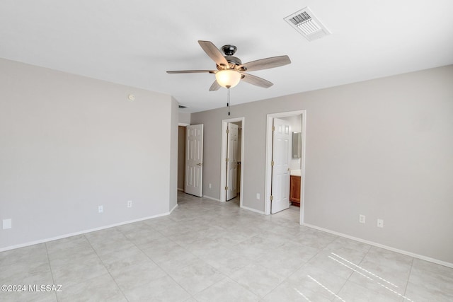 interior space featuring ceiling fan