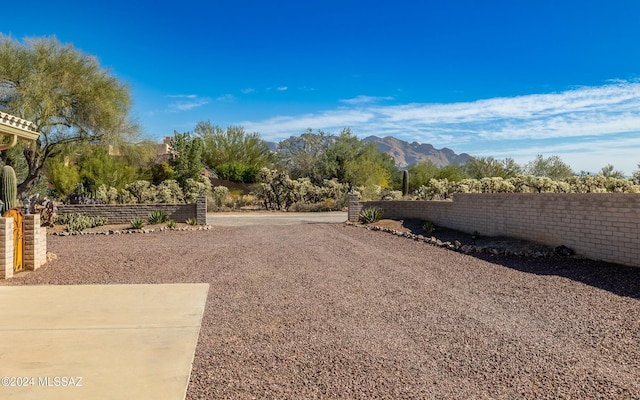 view of yard with a mountain view