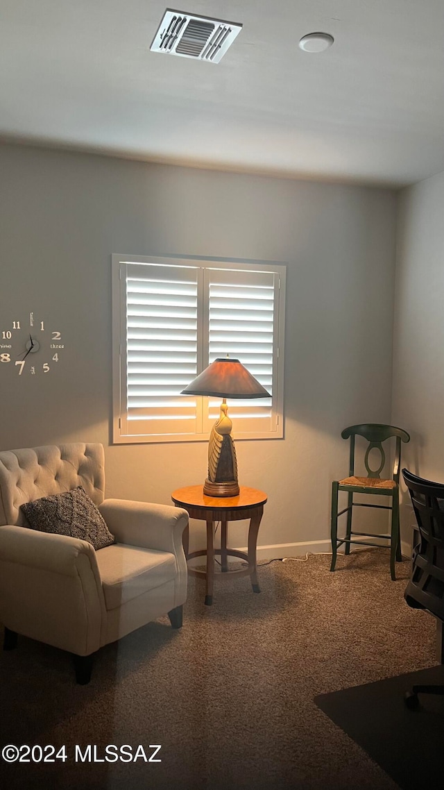 living area with carpet flooring