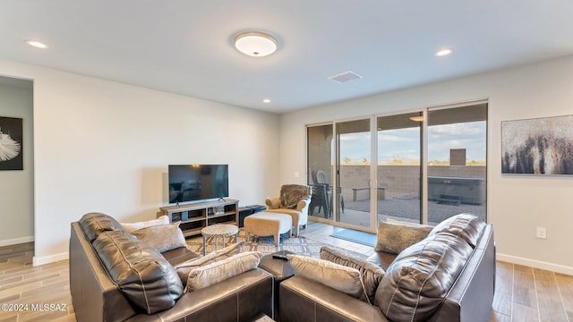 living room featuring light hardwood / wood-style flooring