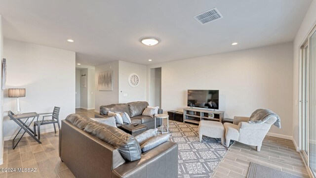 living room featuring light hardwood / wood-style floors