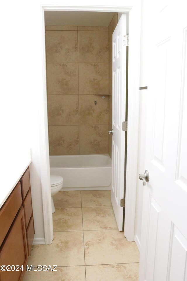 2215 S Lamonica Way, Safford, AZ 85546 - bathroom featuring toilet, vanity, tile patterned floors, and shower / bath combination