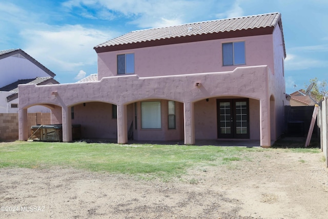 2215 S Lamonica Way, Safford, AZ 85546 - rear view of property with french doors, a tiled roof, and stucco siding