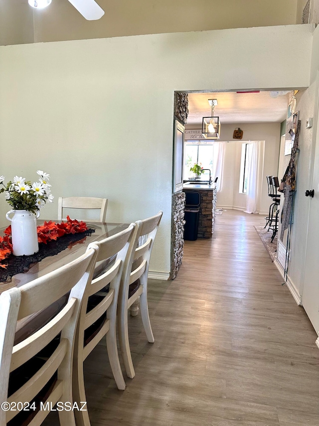 dining room with wood-type flooring