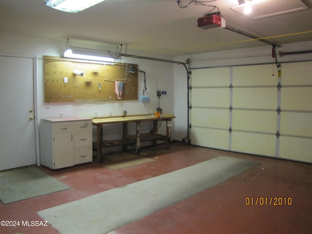 garage with a garage door opener