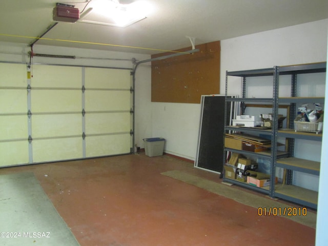 garage with a garage door opener