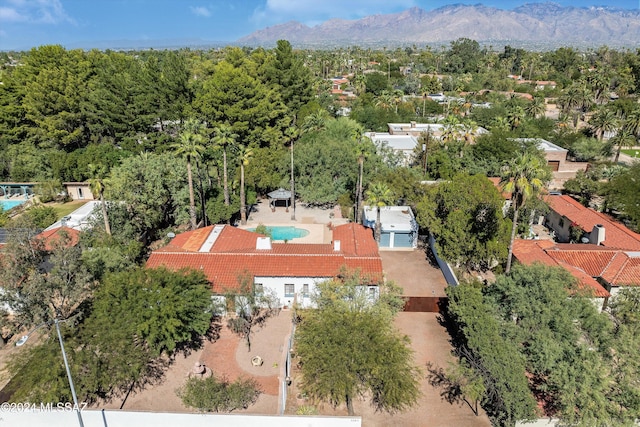 drone / aerial view with a mountain view