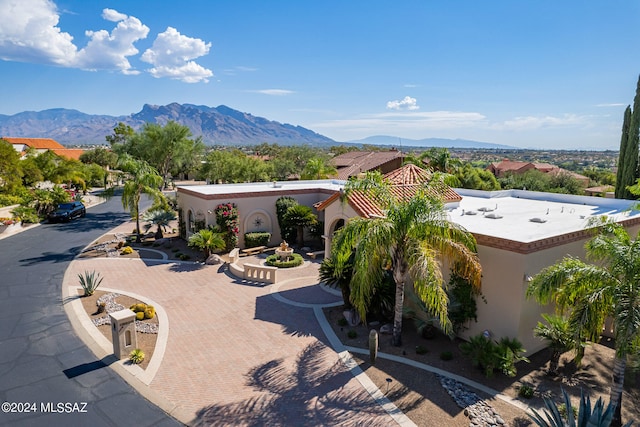 aerial view with a mountain view