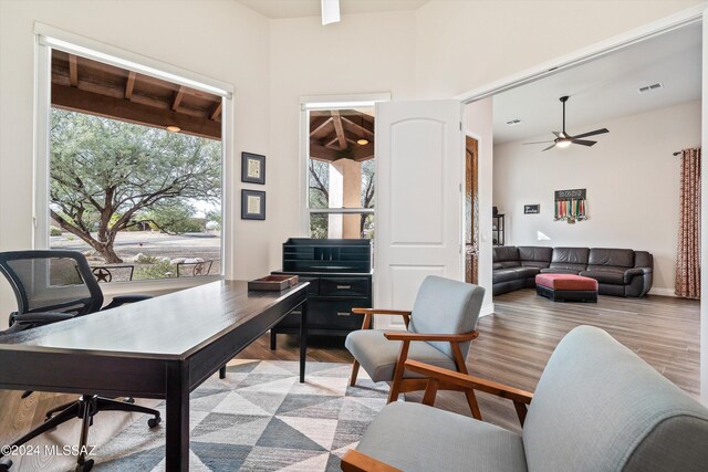 office featuring dark wood-type flooring