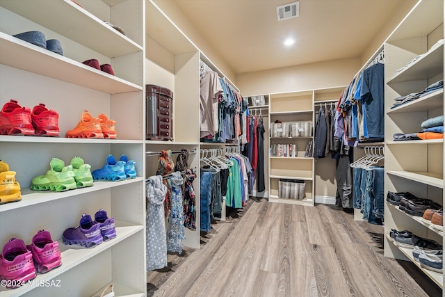 spacious closet with hardwood / wood-style floors