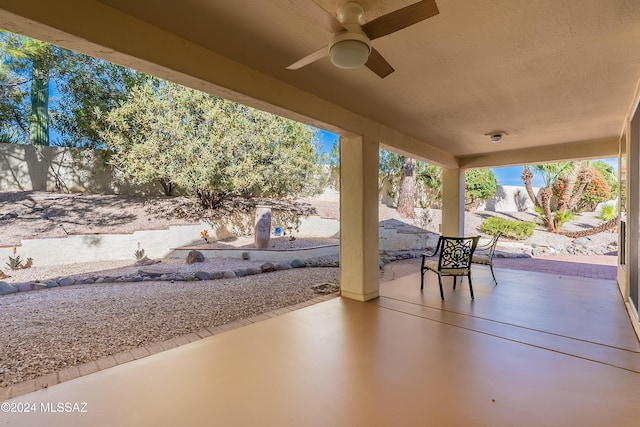 view of patio with ceiling fan