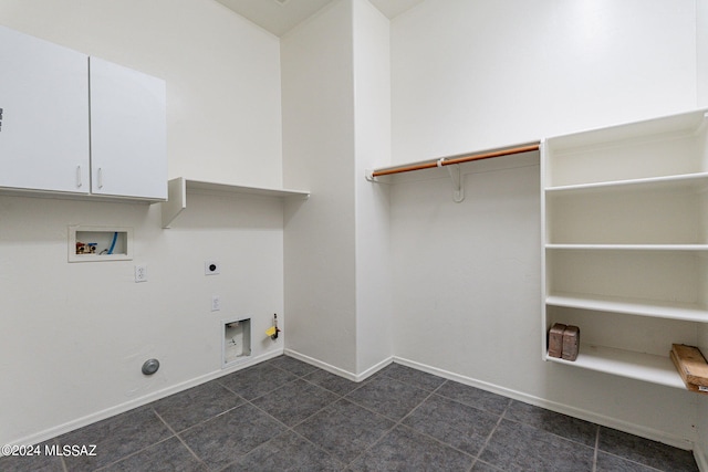 laundry area with electric dryer hookup, hookup for a washing machine, and gas dryer hookup