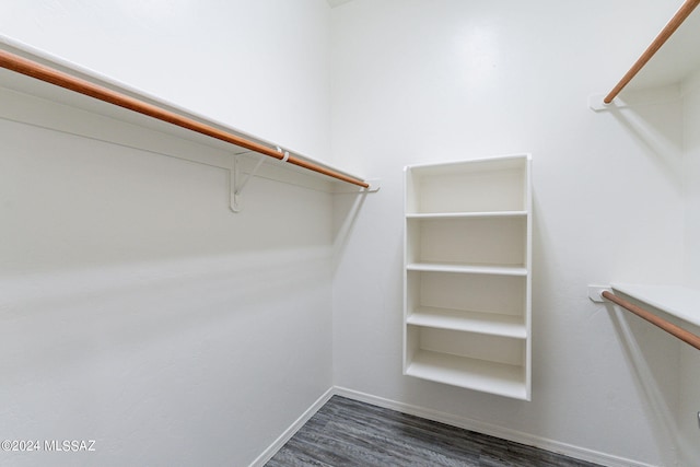 walk in closet featuring dark hardwood / wood-style floors