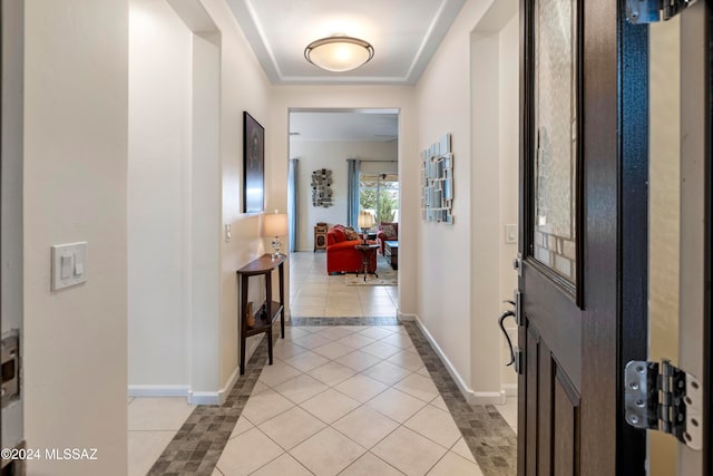 interior space featuring crown molding