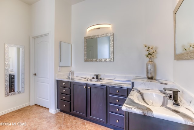 bathroom with vanity and tile patterned floors