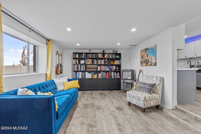 living area featuring light wood-type flooring