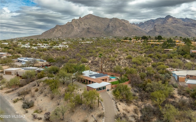 aerial view with a mountain view