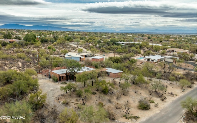 drone / aerial view with a mountain view