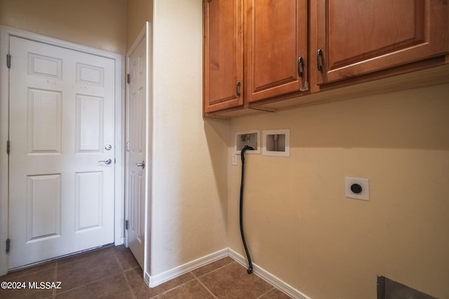 542 W Shadow Wood St, Green Valley, AZ 85614 - washroom with hookup for an electric dryer, washer hookup, cabinet space, and dark tile patterned floors