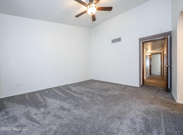 carpeted empty room with ceiling fan