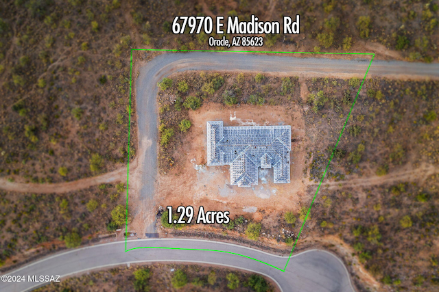 67970 E Madison Rd, Oracle, AZ 85623 - aerial view of property's location with property boundaries highlighted