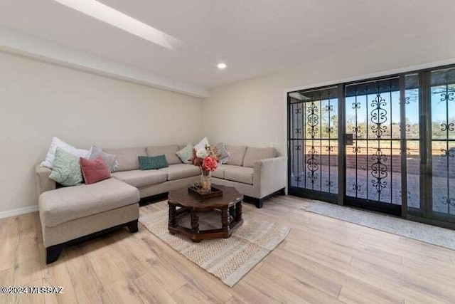 living room featuring light hardwood / wood-style flooring