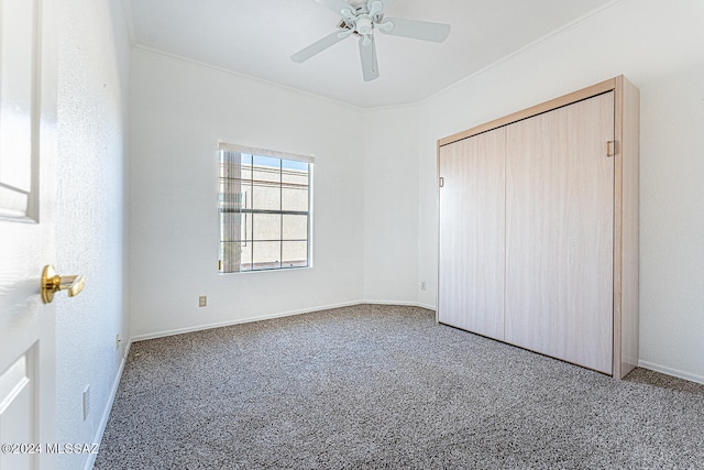 unfurnished bedroom with carpet floors and ornamental molding