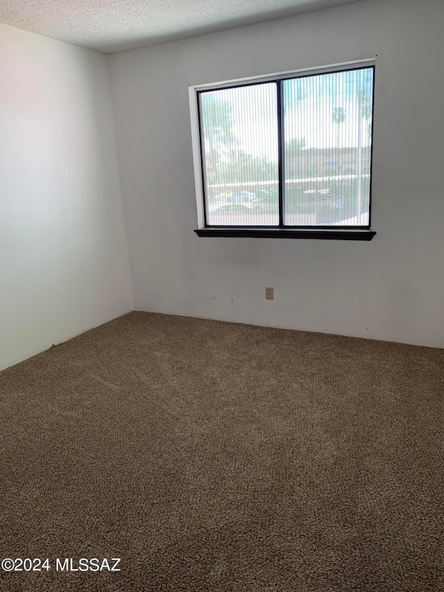 unfurnished room featuring carpet flooring and a textured ceiling