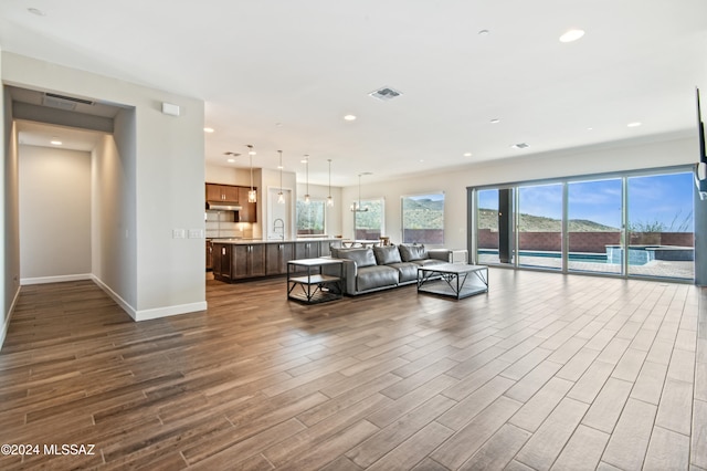 living room with hardwood / wood-style flooring