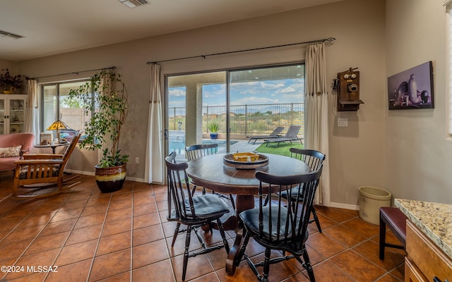 view of tiled dining room