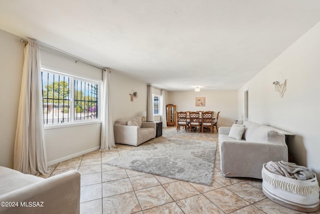 view of tiled living room