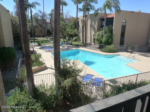 view of pool featuring a patio