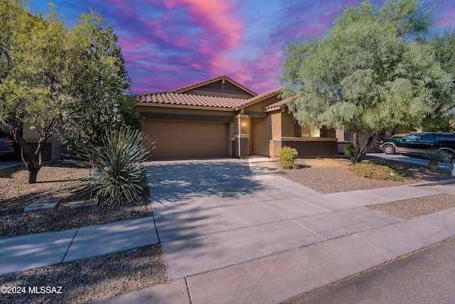 view of front of property featuring a garage