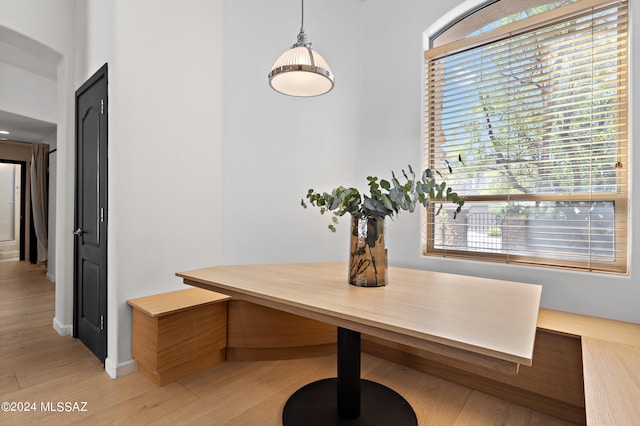 dining area with light wood-type flooring