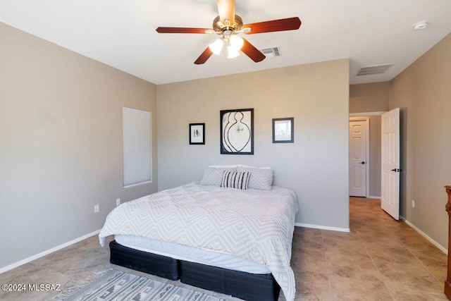 bedroom featuring ceiling fan