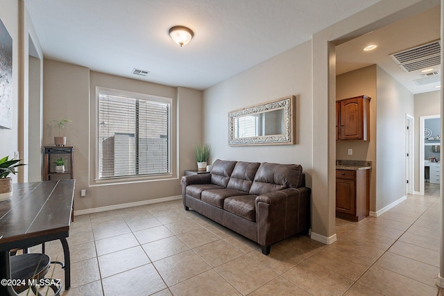 view of tiled living room